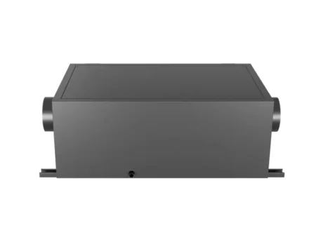 Top view rendering of FXR-26 ceiling concealed refrigerative dehumidifier, dual end air inlet and outlet structure, ultra-thin cabinet for hidden overhead installation