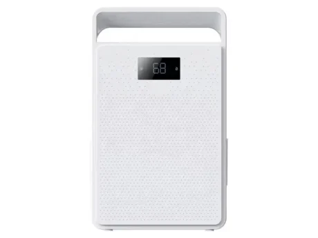 FXRH-450ml small refrigerative home dehumidifier front full view with digital humidity display and portable top handle, compact design for bedroom, closet and small room moisture removal, OEM custom brand available