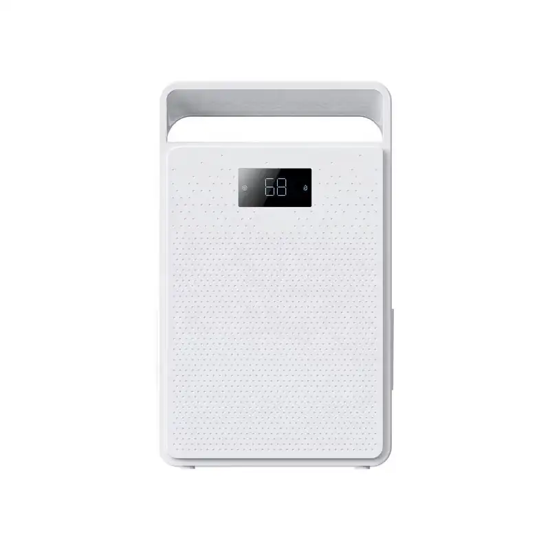 FXRH-450ml small refrigerative home dehumidifier front full view with digital humidity display and portable top handle, compact design for bedroom, closet and small room moisture removal, OEM custom brand available