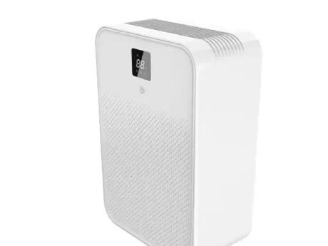 FXRH-500ML portable household mini refrigerative dehumidifier 500ml per day small home basement moisture removal unit, 1 year warranty with free spare parts, left front view of compact mini