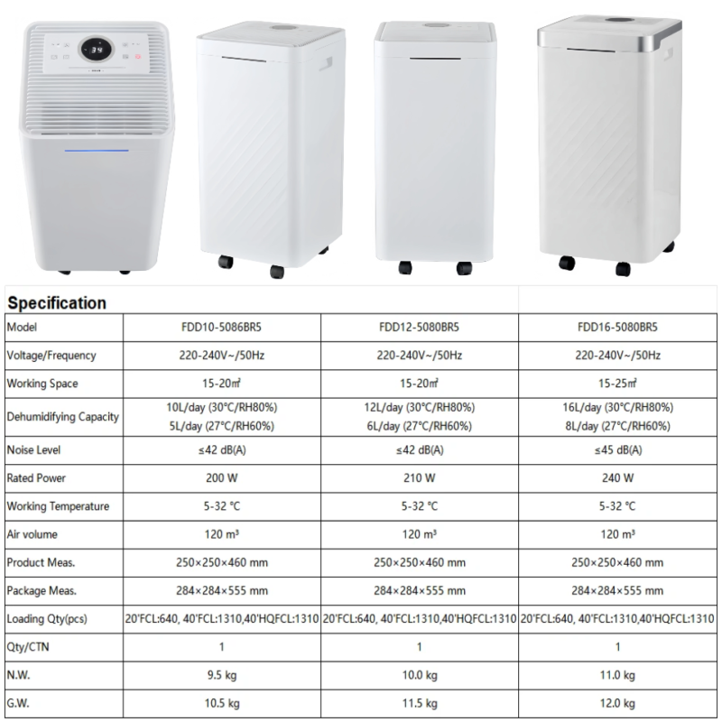 FXRH series diagonal texture dehumidifier model 9 supports 10L,12L,16L capacity options, built-in air purification filter, mass OEM orders with stable factory production capacity